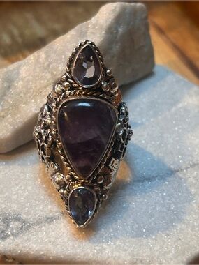 Lilac boho statement ring